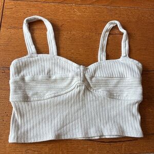 Ardene Cream Ribbed Crop Top